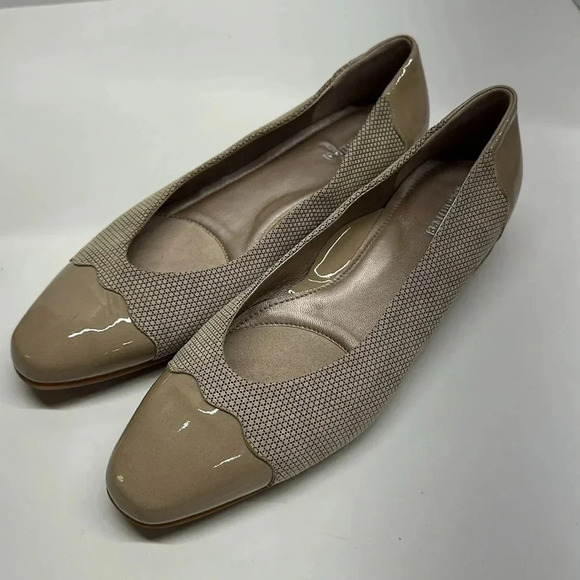 BeautiFeel Karen Shoes Houndstooth Cap Toe Patent Leather Slip On Tan Size 40 9 - Picture 5 of 12